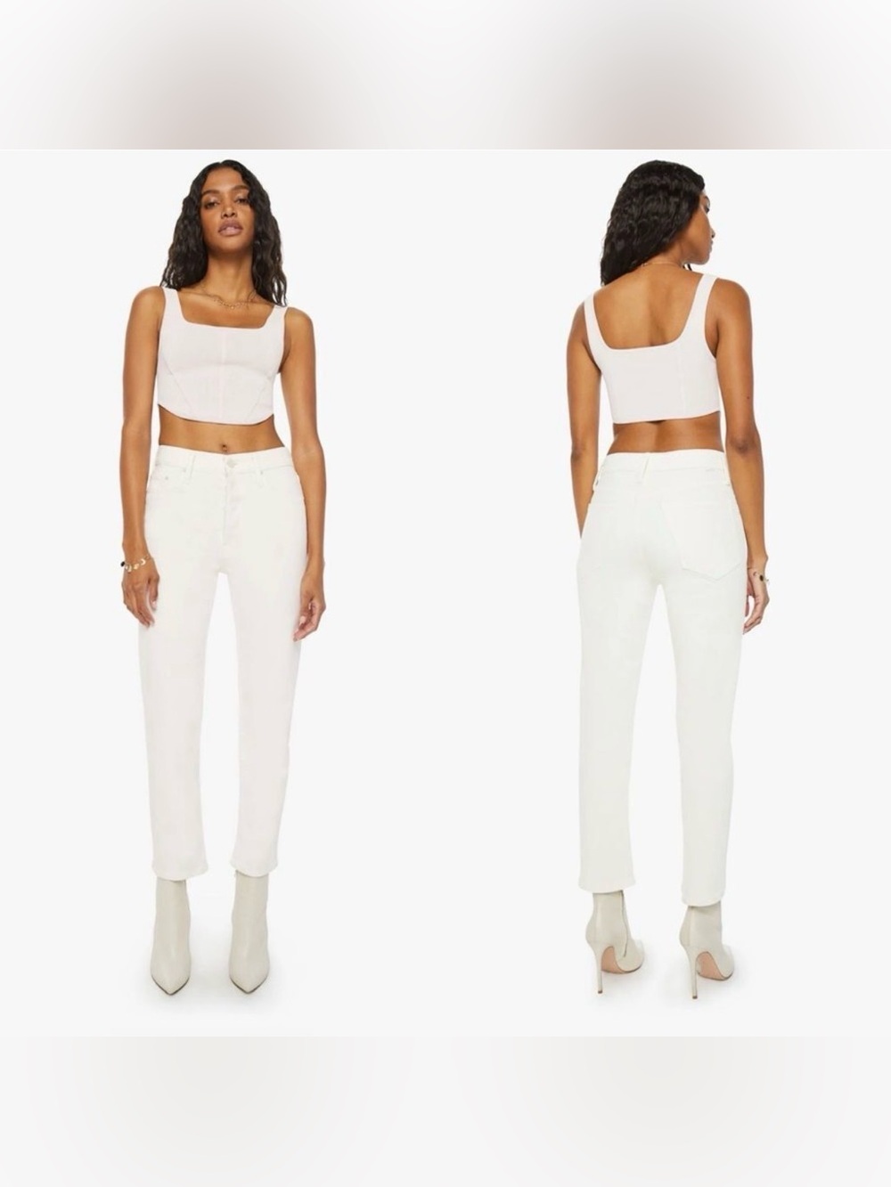 MOTHER The Tomcat Ankle jeans in Cream Puffs/ Off white